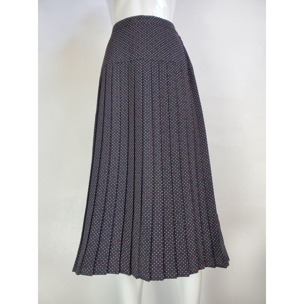 Vintage 80's Black Square Print Pleated Midi Skirt